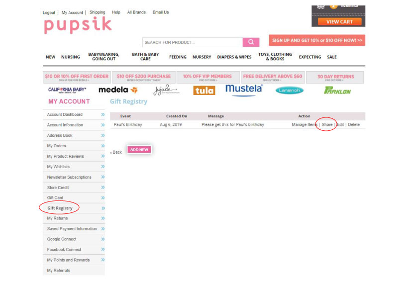 How to add items to gift registry and share it with my friends – Pupsik
